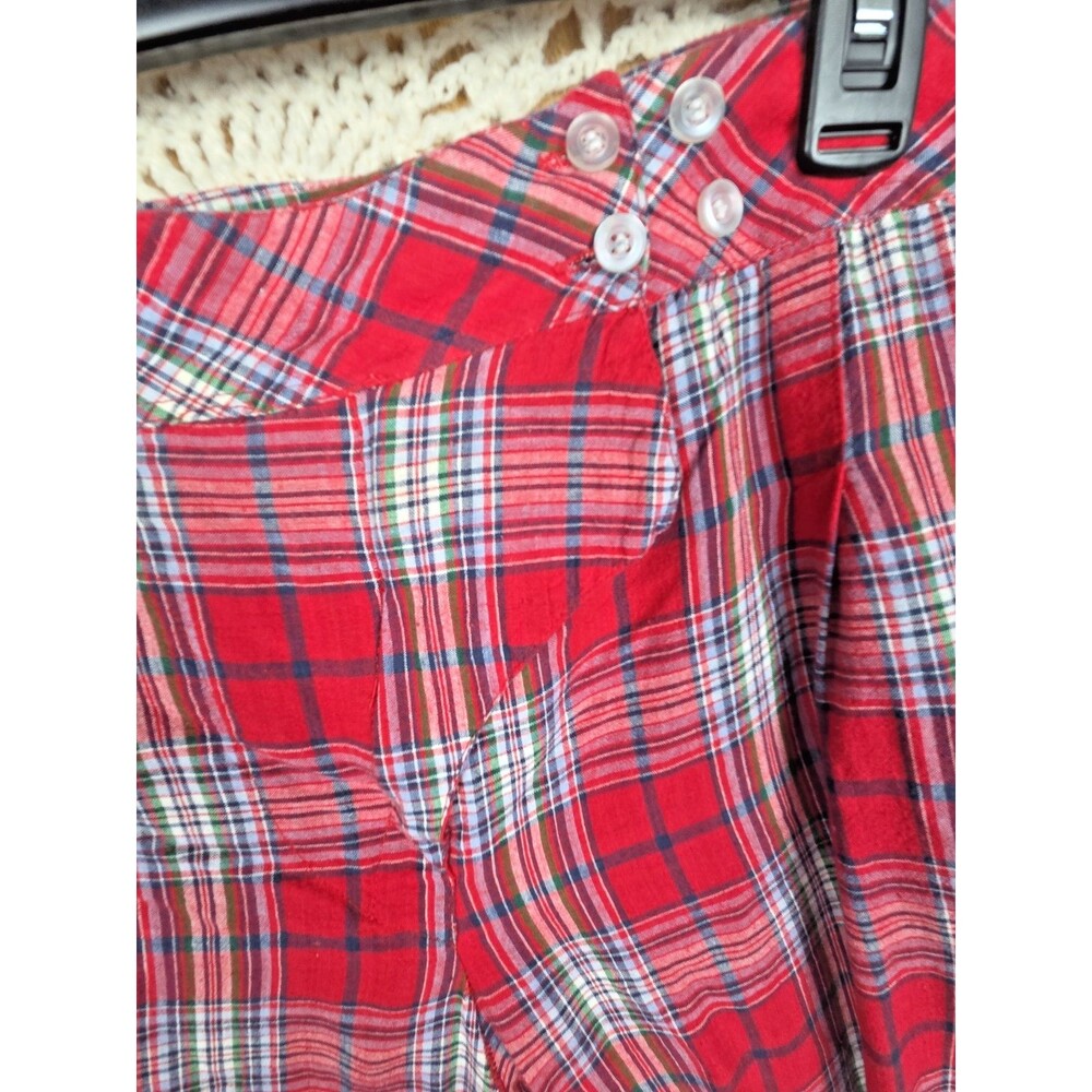 Project 6 Red Checked Plaid Large Kiku Pants Steam Punk Grunge 90s Emo Tapered - Picture 11 of 13